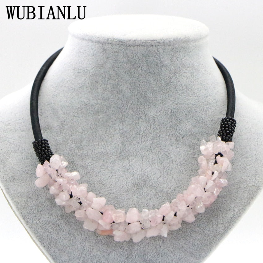 WUBIANLU 13 Style Red Coral Aventurine Fluorite Crystal Shell Necklace Women In Choker Necklaces Jewelry Bohemia T160