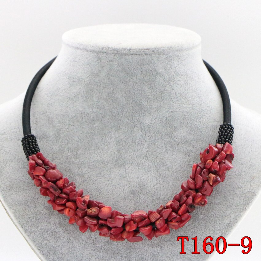 WUBIANLU 13 Style Red Coral Aventurine Fluorite Crystal Shell Necklace Women In Choker Necklaces Jewelry Bohemia T160