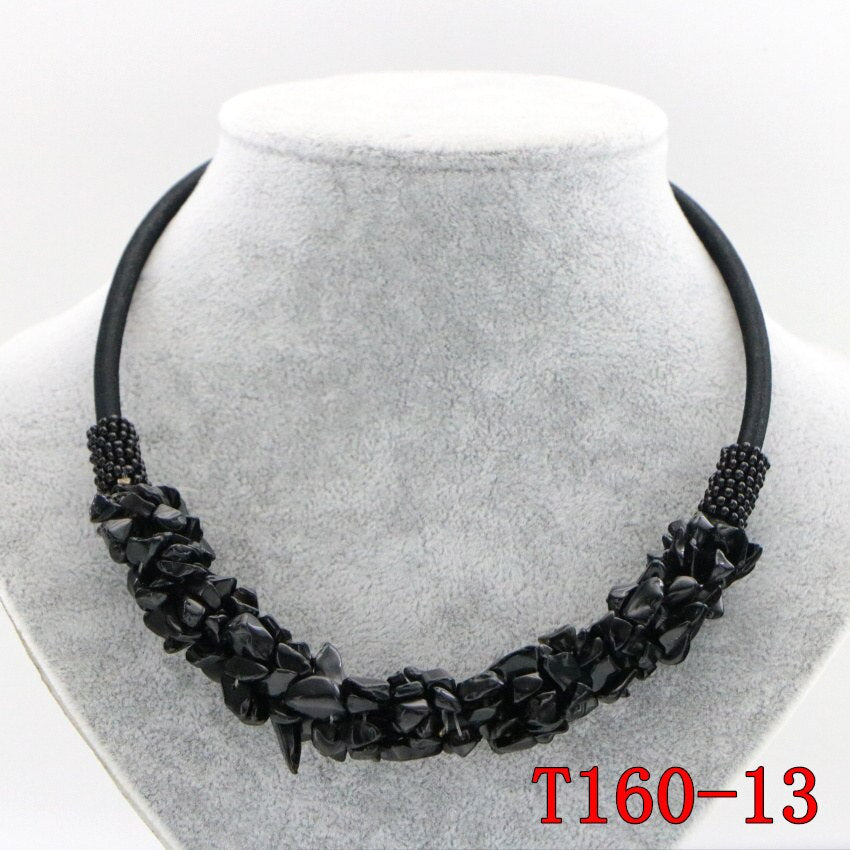 WUBIANLU 13 Style Red Coral Aventurine Fluorite Crystal Shell Necklace Women In Choker Necklaces Jewelry Bohemia T160