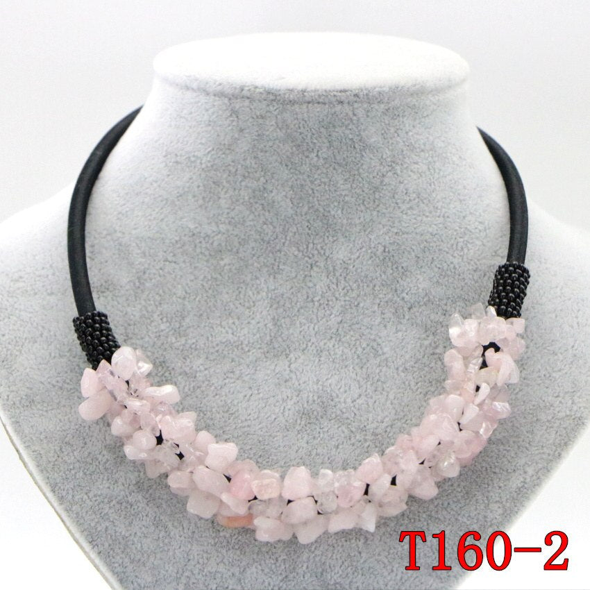 WUBIANLU 13 Style Red Coral Aventurine Fluorite Crystal Shell Necklace Women In Choker Necklaces Jewelry Bohemia T160