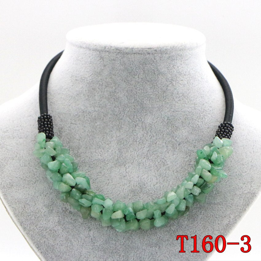 WUBIANLU 13 Style Red Coral Aventurine Fluorite Crystal Shell Necklace Women In Choker Necklaces Jewelry Bohemia T160