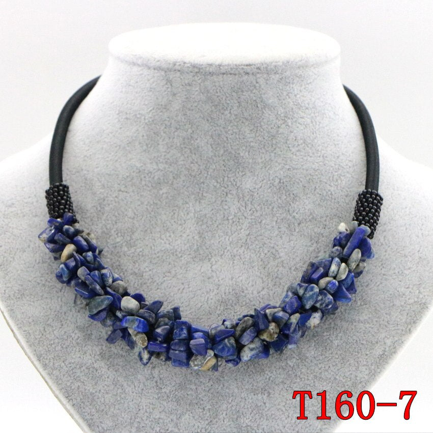 WUBIANLU 13 Style Red Coral Aventurine Fluorite Crystal Shell Necklace Women In Choker Necklaces Jewelry Bohemia T160