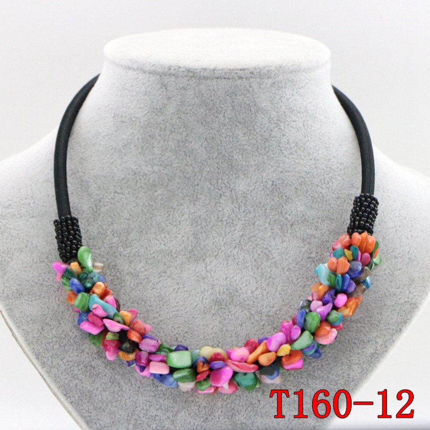 WUBIANLU 13 Style Red Coral Aventurine Fluorite Crystal Shell Necklace Women In Choker Necklaces Jewelry Bohemia T160