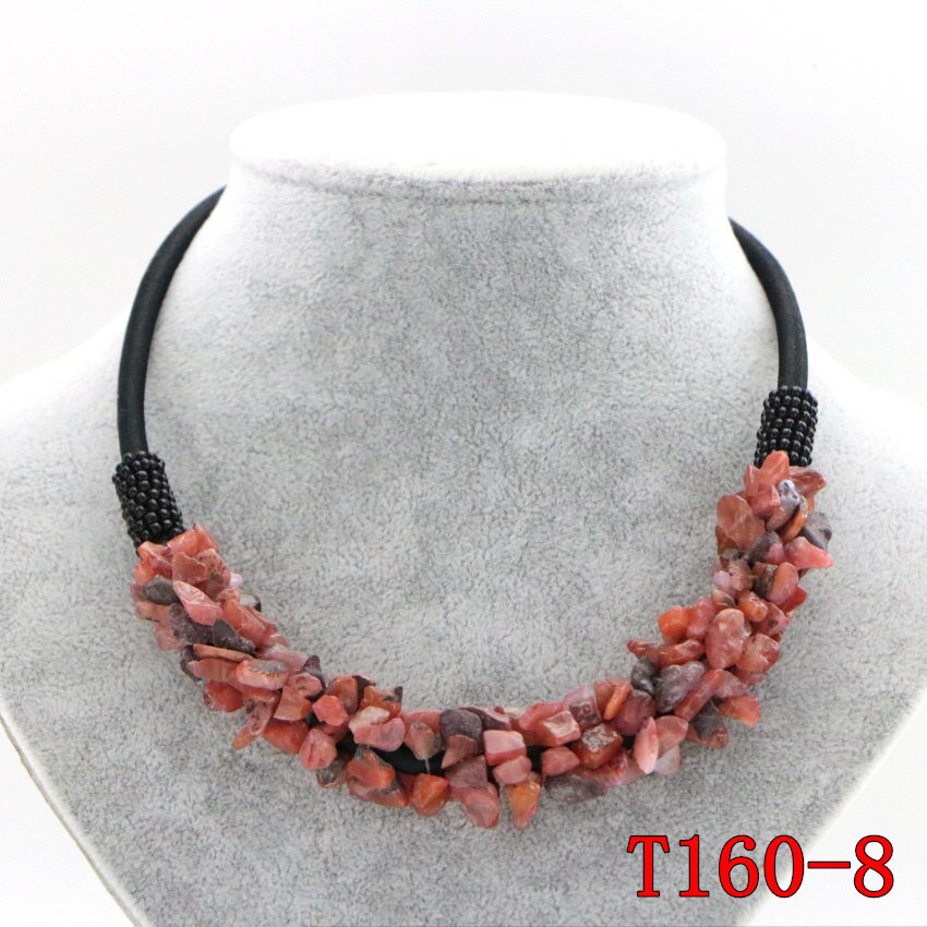 WUBIANLU 13 Style Red Coral Aventurine Fluorite Crystal Shell Necklace Women In Choker Necklaces Jewelry Bohemia T160