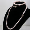 WUBIANLU Purpel Pearl Necklace Sets Fish Clasp 7-8mm Necklace 18 Inch Bracelet 7.5 Inch Earring Women Jewelry Making Design