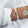 WUKALO 2021  Bohemian Black Rope Chain Bracelet Set For Women Aircraft Shell Moon Heart Crystal Charm Bangle Boho Jewelry