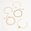 WUKALO  Bohemia Gold Color Leaf Crystal Heart Link Chain Charm Bracelet Bangle for Women Bracelets Femme Jewelry