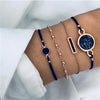 WUKALO  Bohemia Gold Color Leaf Crystal Heart Link Chain Charm Bracelet Bangle for Women Bracelets Femme Jewelry