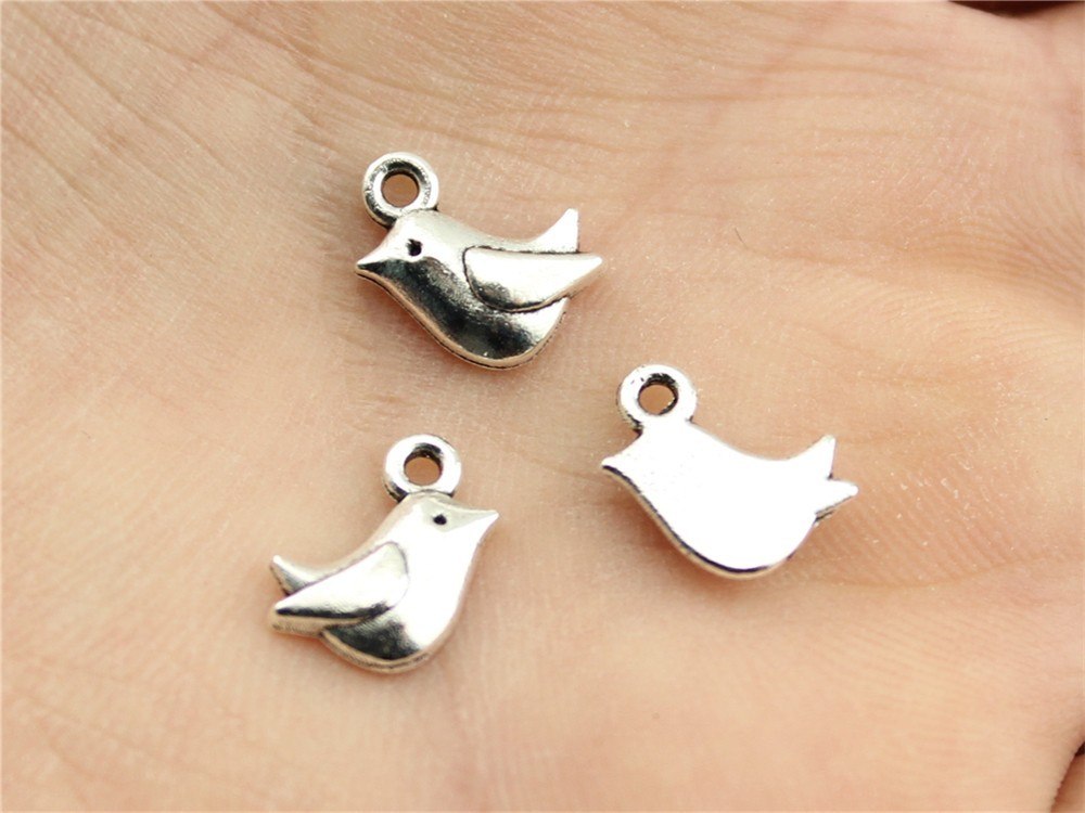 10pcs 11x8mm Tiny Bird Charm Cute Bird Charms For Jewelry Making Antique Silver Bird Charms