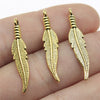 10pcs 32x6mm 3 Colors Antique Gold, Antique Silver, Antique Bronze Feather Charms For Jewelry Making Small Feather Charm