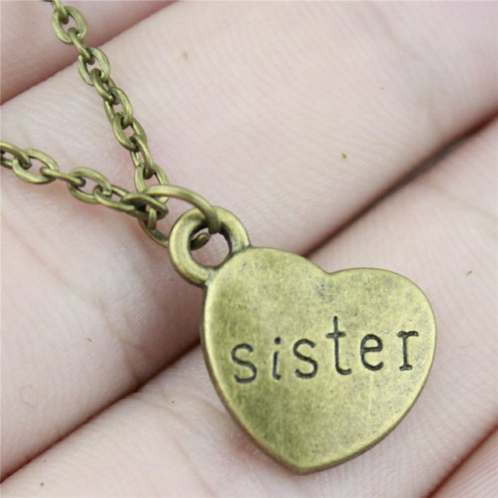 15x18mm Sister Heart Pendant Necklace Jewelry, Handmade Necklace Gift For Women Drops Products