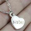 15x18mm Sister Heart Pendant Necklace Jewelry, Handmade Necklace Gift For Women Drops Products