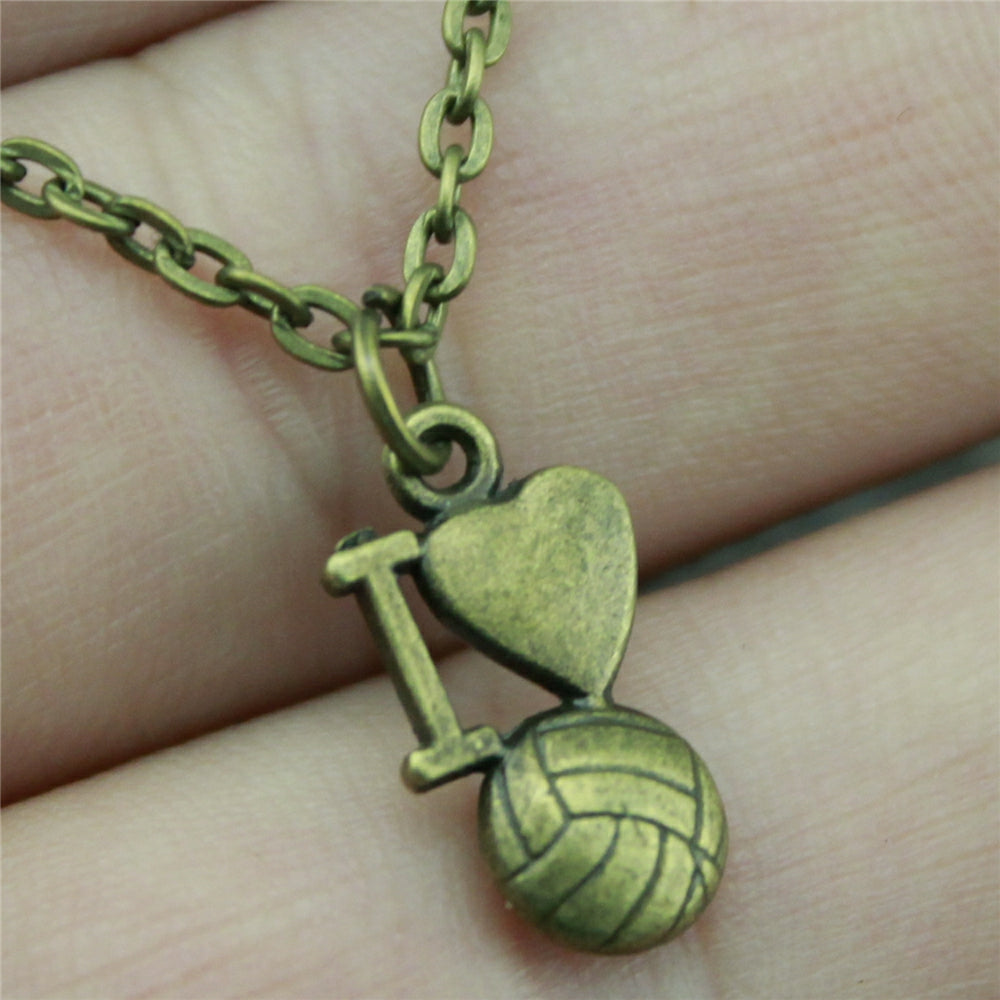16x9mm I Heart Volleyball Pendant Necklace Jewelry, Handmade Necklace Gift For Women Drops Suppliers
