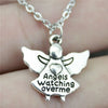 2 Colors 20x19mm Double Sided Angels Watching Over Me Pendant Necklace Jewelry Gift For Girl Dropshipping