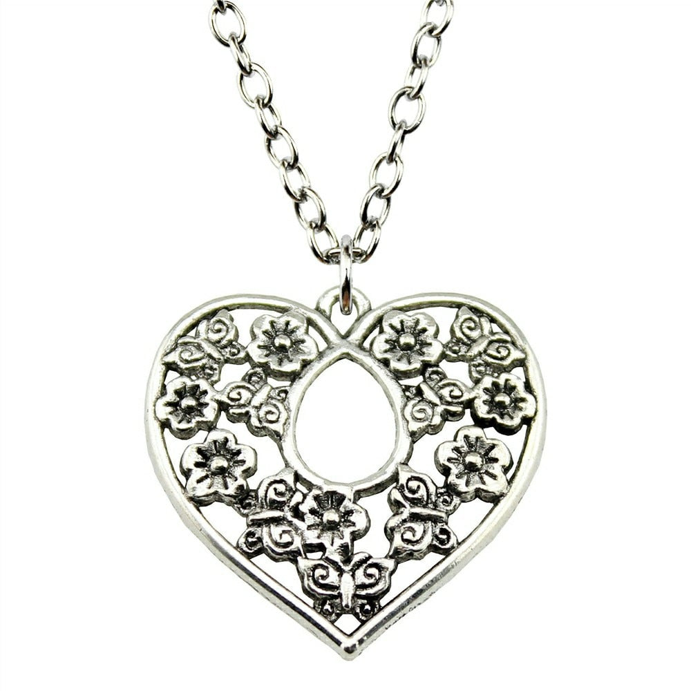 2 Colors 30x30mm Flower Heart Pendant Necklace, Fashion Jewelry Gift For Women Drops Products