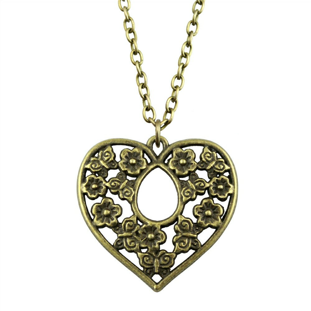 2 Colors 30x30mm Flower Heart Pendant Necklace, Fashion Jewelry Gift For Women Drops Products