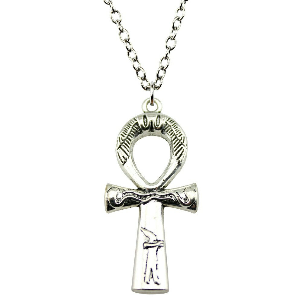 2 Colors 43x19mm Ankh Cross Pendant Necklace, Fashion Jewelry Gift For Women Drops Jewellery