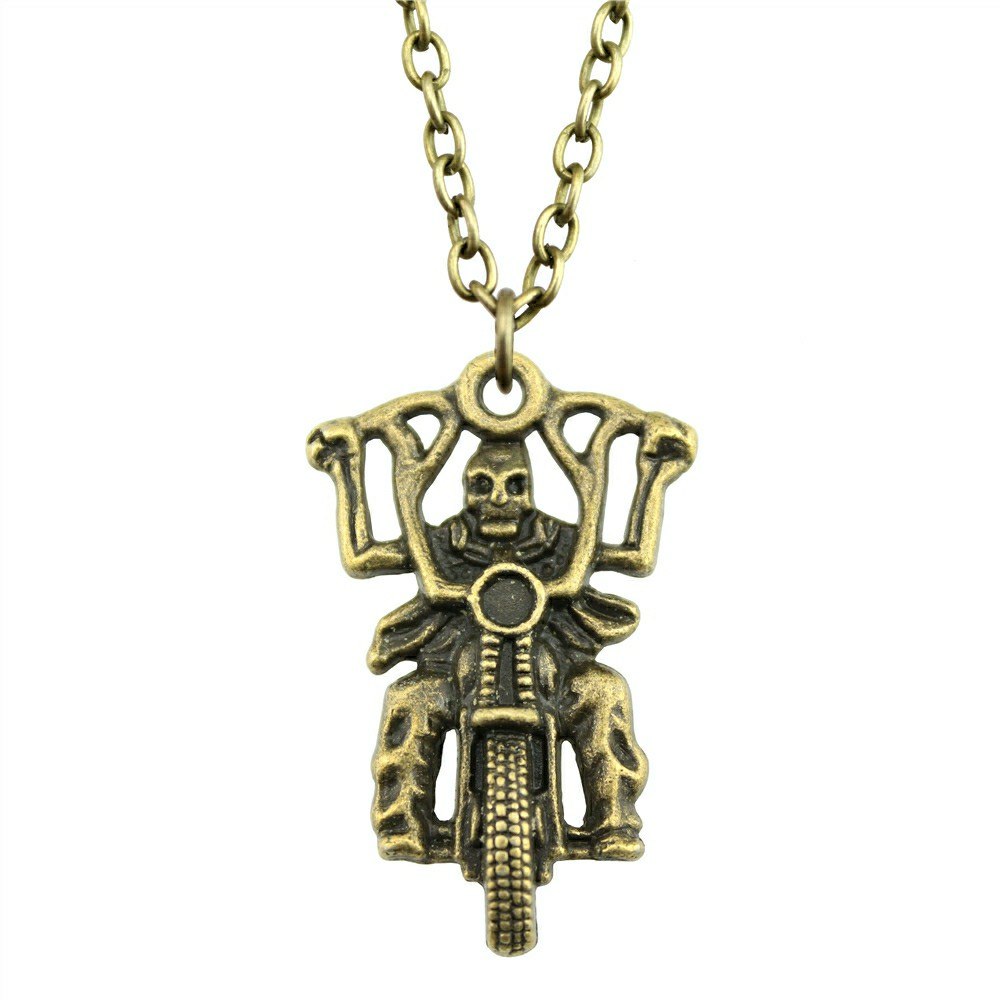 2 Colors 44x28mm Motorcycle Skull Pendant Necklace, Fashion Jewelry Gift Dropshipping 2020 New Arrivals