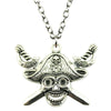 2 Colors 45x34mm Pirate Skull With Sword Pendant Necklace, Fashion Jewelry Gift For Women Drops Suppliers