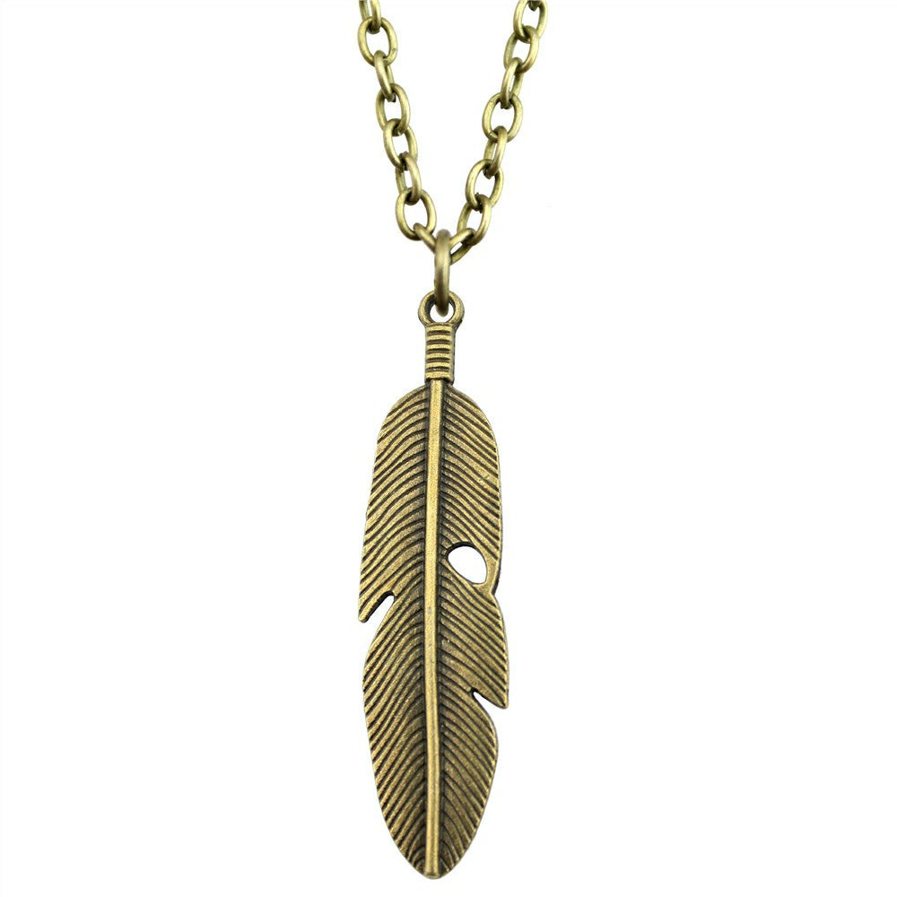 2 Colors 59x16mm Feather Pendant Necklace, Fashion Jewelry Gift For Women Drops Jewellery