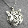 2 Colors Antique Bronze, Antique Silver Color Big Tiger Head Pendant Necklace , 70Cm Chain Long Necklace Dropshipping