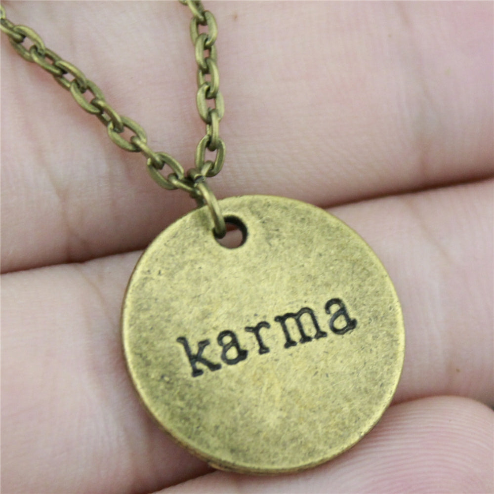 20mm Round Karma Plate Pendant Necklace Jewelry, Handmade Necklace Gift For Women Drops Suppliers