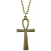 Fashion 3 Colors Antique Gold, Antique Bronze, Antique Silver Ankh Cross Pendant Necklace , 70Cm Chain Long Necklace