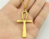 Fashion 3 Colors Antique Gold, Antique Bronze, Antique Silver Ankh Cross Pendant Necklace , 70Cm Chain Long Necklace