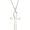 Fashion 3 Colors Antique Gold, Antique Bronze, Antique Silver Ankh Cross Pendant Necklace , 70Cm Chain Long Necklace