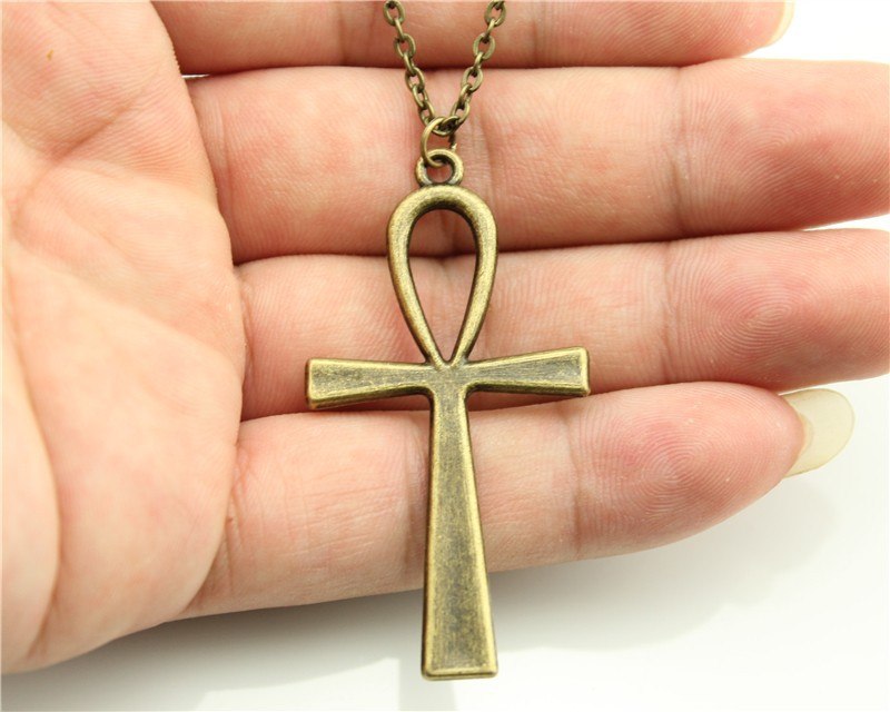 Fashion 3 Colors Antique Gold, Antique Bronze, Antique Silver Color 52*28mm Ankh Cross Pendant Necklace