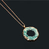 Natural Stone Onyx Necklace Pendants Irregular Hollow Agates Slice Crystal Pendant Gold Color Necklace For Women