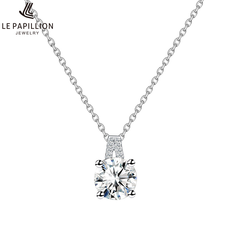 925 Silver Necklace Fine Jewelry 1 Carat Zircon Stone Charm Women Pendant Necklace Fashion Jewelry Collares Female