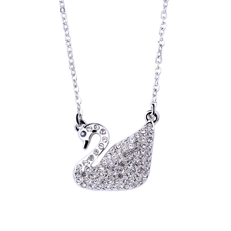 Crystal From Swarovski Women Pendants Necklaces Classic Silver White Swan Necklaces Jewelry Party Gifts for Ladies