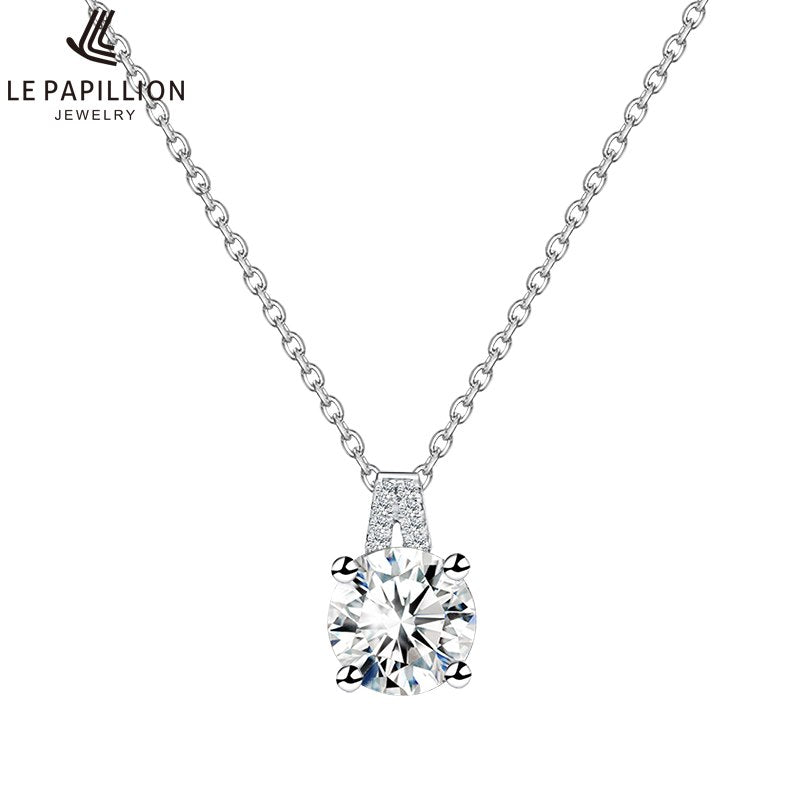 Crystal from Swarovski 925 Silver Necklace Fine Jewelry 1 Carat Zircon Stone Charm Women Pendant Necklace Collares