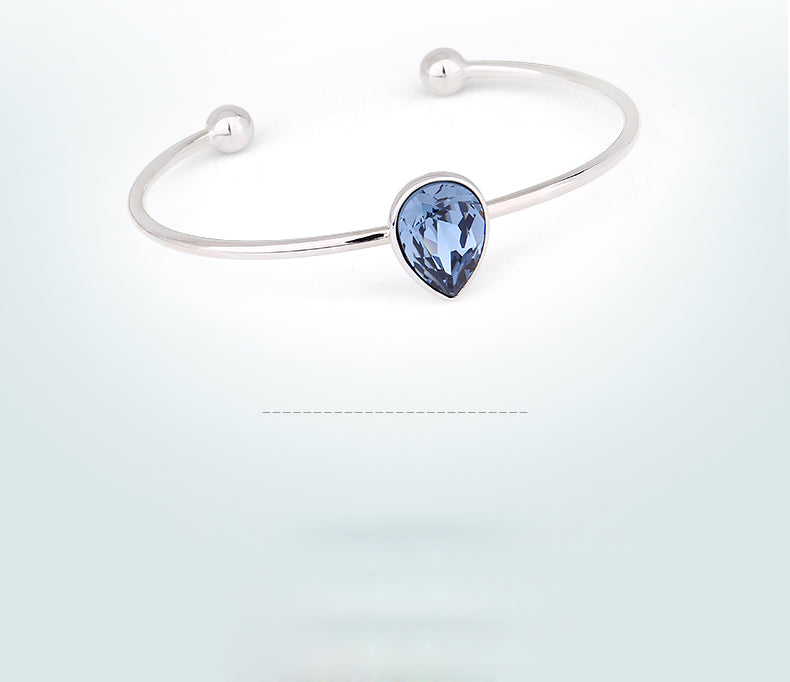 Women Bracelets Crystal from Swarovski Korean style Water Drop Charm Cowboy Blue Bracelets Fine Jewelry for Lady
