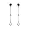 Women Drop Earrings Crystal from Swarovski Blue Star 925 Silver Pearl Party Earring Personality Autumn Long Dangler