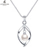 Women Necklace Plated Sliver Pearl Pendant Necklace Simple Water drop Polished Charm Jewelry Gift for Women