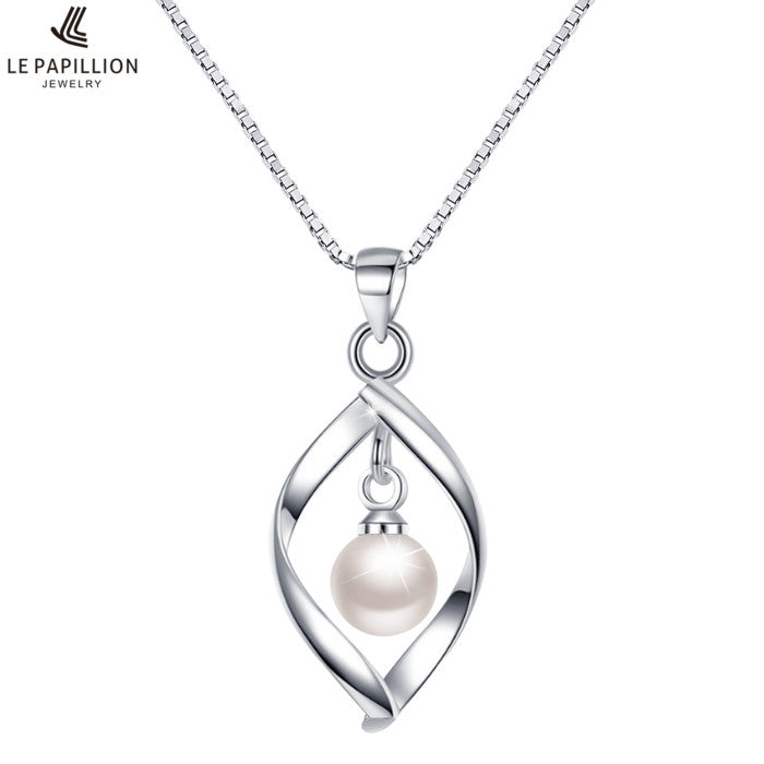 Women Pendant Necklaces Plated Silver Pearl Necklaces Waterdrop Charm Fashion Jewelry Party Gifts for Lady