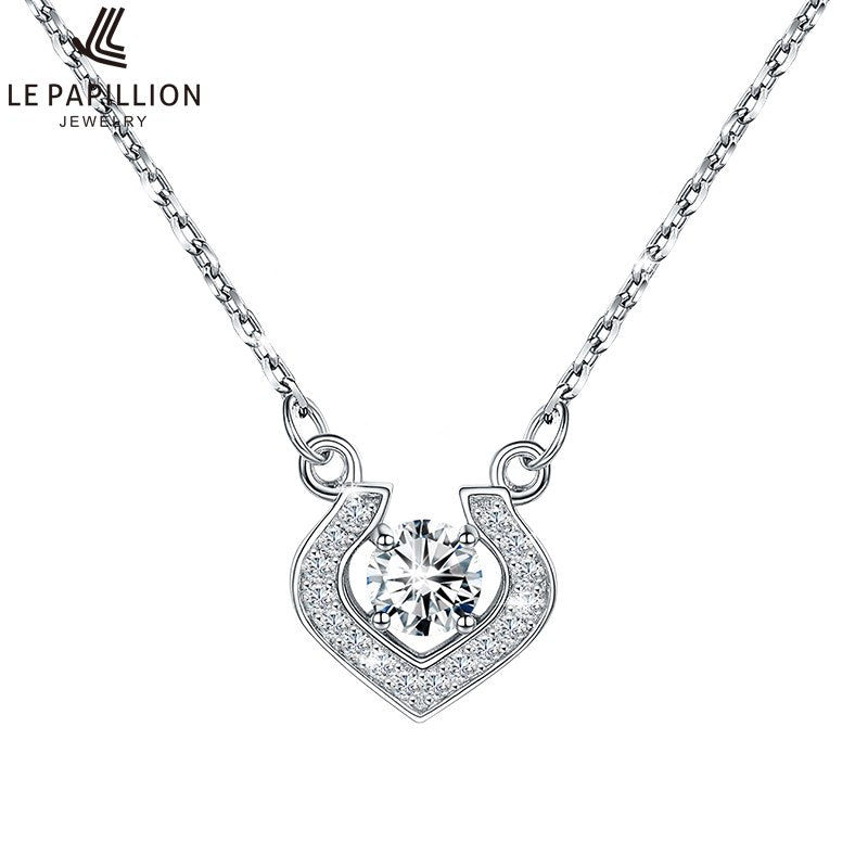 Women Real 925 Sterling Silver Necklace Fashion Fine Jewelry Charming Movable Zircon Heart Pendant Necklace Collare