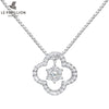 Warmen Farben Real 925 Sterling Silver Necklace For Women Fine Jewelry Classic Zircon Four Leaf Clover Pendant Necklace Collares