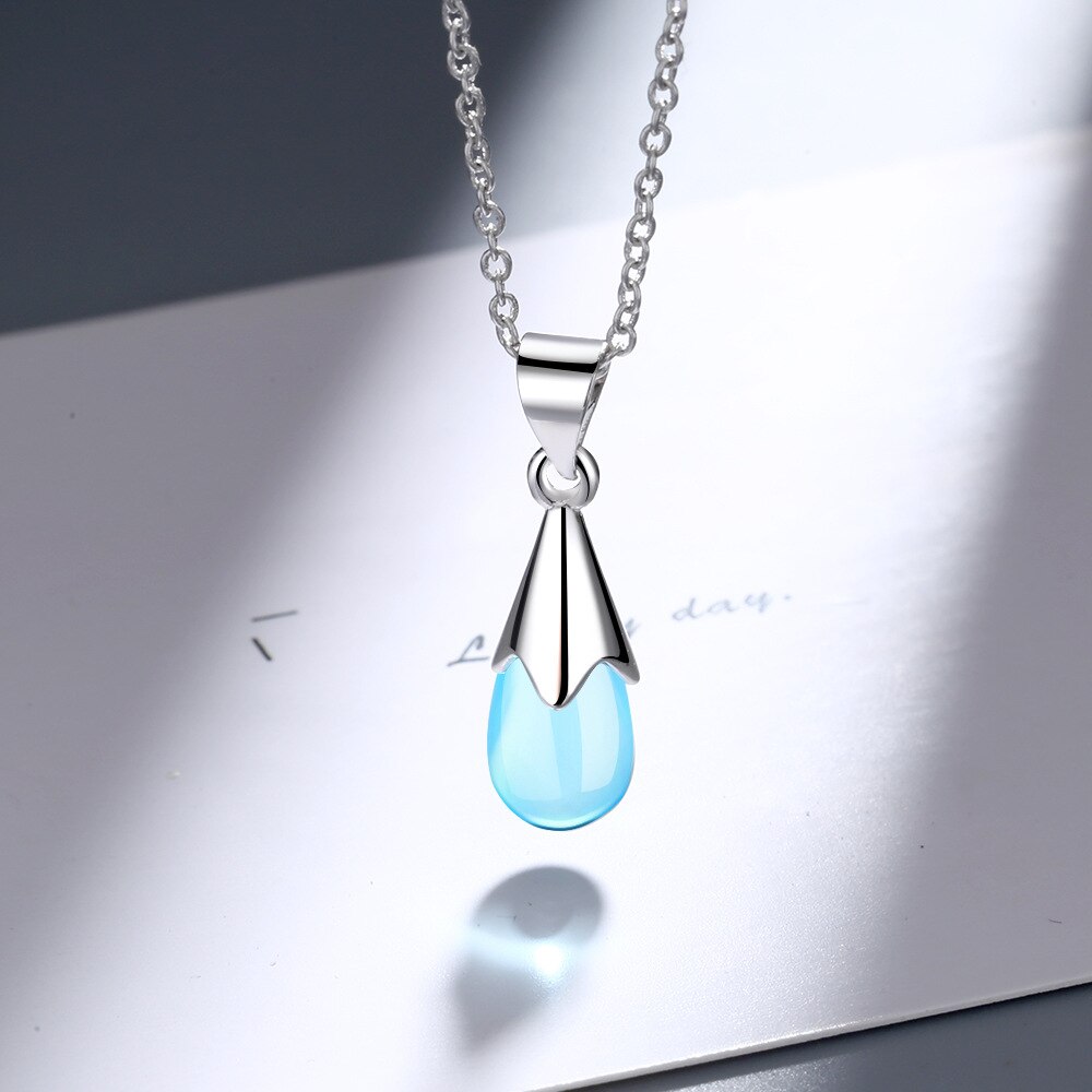 Water Drop Crystal Pendants And Necklaces For Women 925 Stamp Silver Color Female Wedding Jewelry Gifts