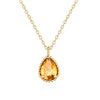 Water Drop Natural Citrine Agate Garnet Pendant Necklaces For Women 925 Sterling Silver Fine Jewelry Necklace With Chain