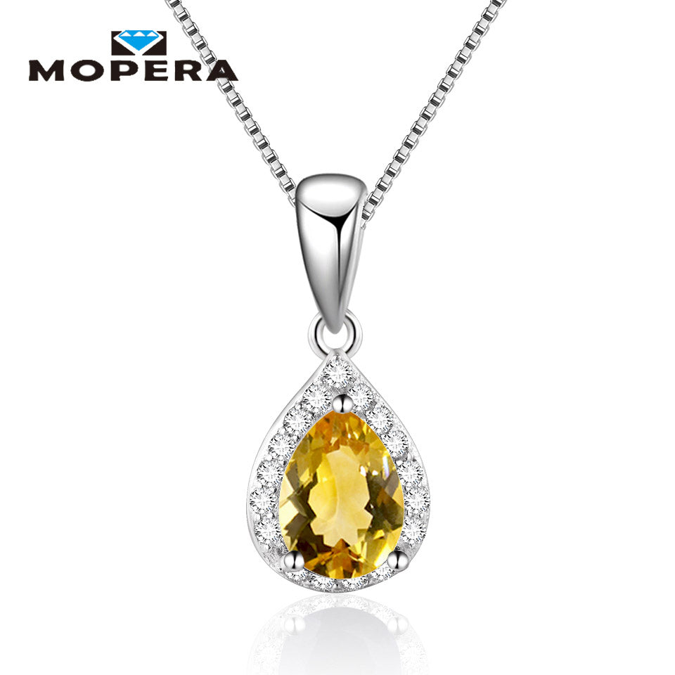 Water Drop Natural Sapphire Amethyst Garnet Pendant Necklaces For Women 925 Sterling Silver Fine Jewelry Necklace With Chain