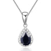 Water Drop Natural Sapphire Amethyst Garnet Pendant Necklaces For Women 925 Sterling Silver Fine Jewelry Necklace With Chain