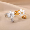 Water Drop Petals Pendant Rings for Women  Stainless Steel Floral Zircon Open Adjustable Ring 2023 Trend Wedding Jewerly