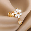 Water Drop Petals Pendant Rings for Women  Stainless Steel Floral Zircon Open Adjustable Ring 2023 Trend Wedding Jewerly