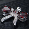 Water Drop Shape Garnet Silver Necklace Woman Fashion Pendants Jewelry Making 14X19mm Bow Choker Necklace Gift To Girlfriend