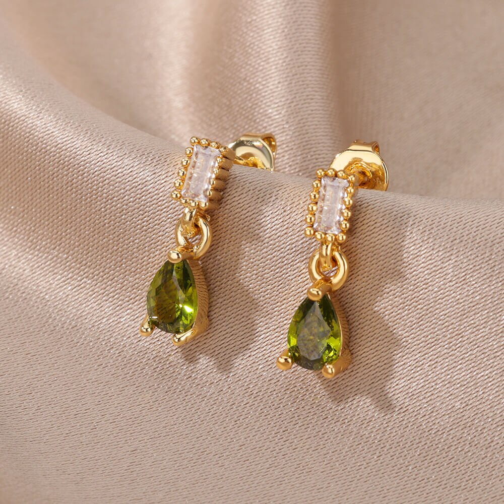 Water Drop Zircon Stud Earrings for Women  Stainless Steel Gold Color Earring 2023 Trend Wedding Jewerly Christmas Gifts