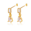Water Drop Zircon Stud Earrings for Women  Stainless Steel Gold Color Earring 2023 Trend Wedding Jewerly Christmas Gifts