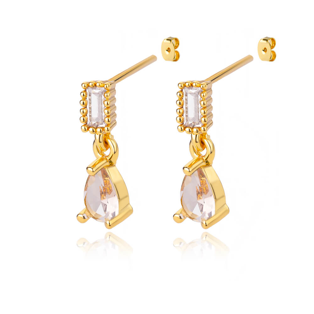 Water Drop Zircon Stud Earrings for Women  Stainless Steel Gold Color Earring 2023 Trend Wedding Jewerly Christmas Gifts